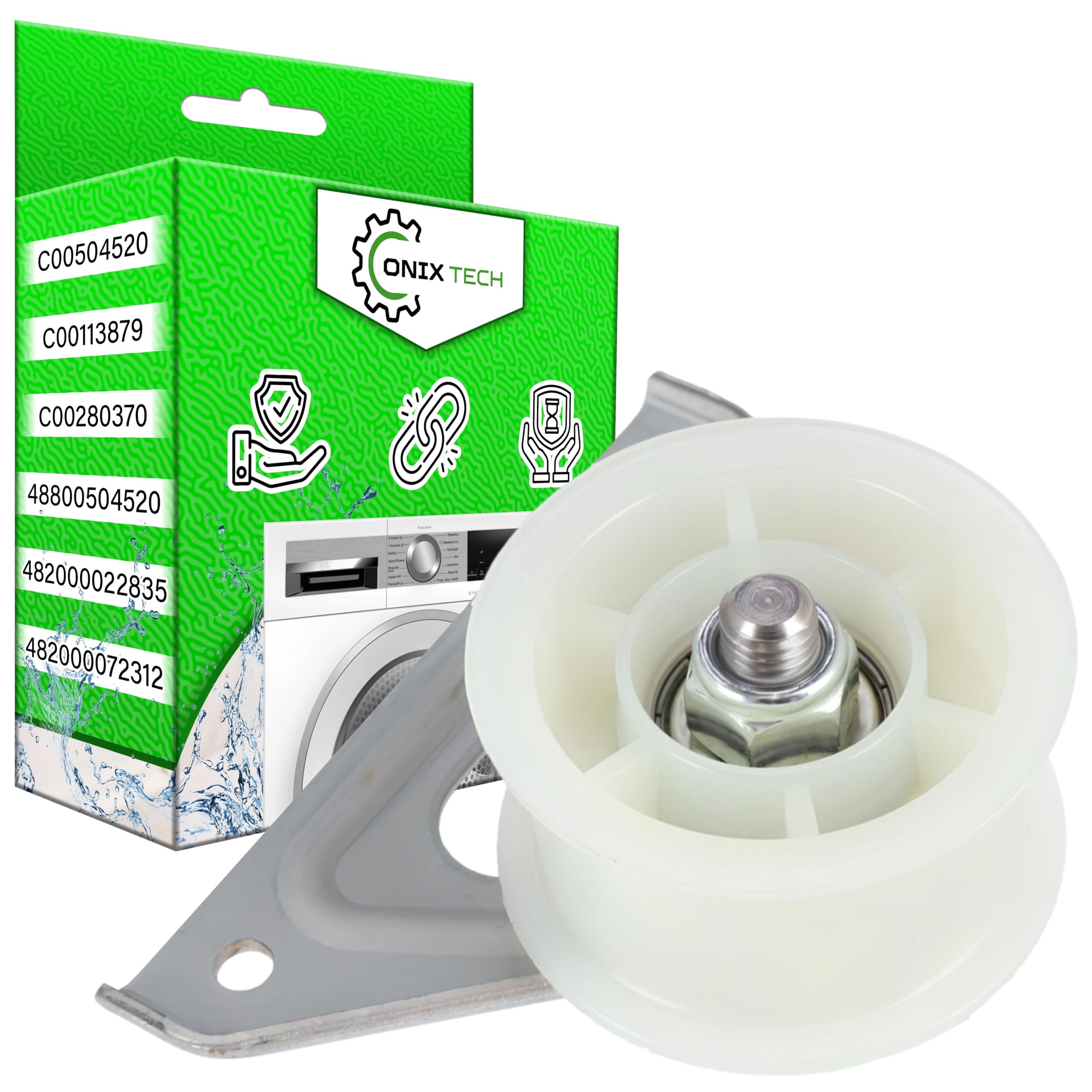 Cinghia Asciugatrice Hotpoint Ariston Puleggia Tendicinghia Per Asciugatrice Con Squadretta Indesit Hotpoint C0050452 Gettoniera Lavatrice - Foto 6