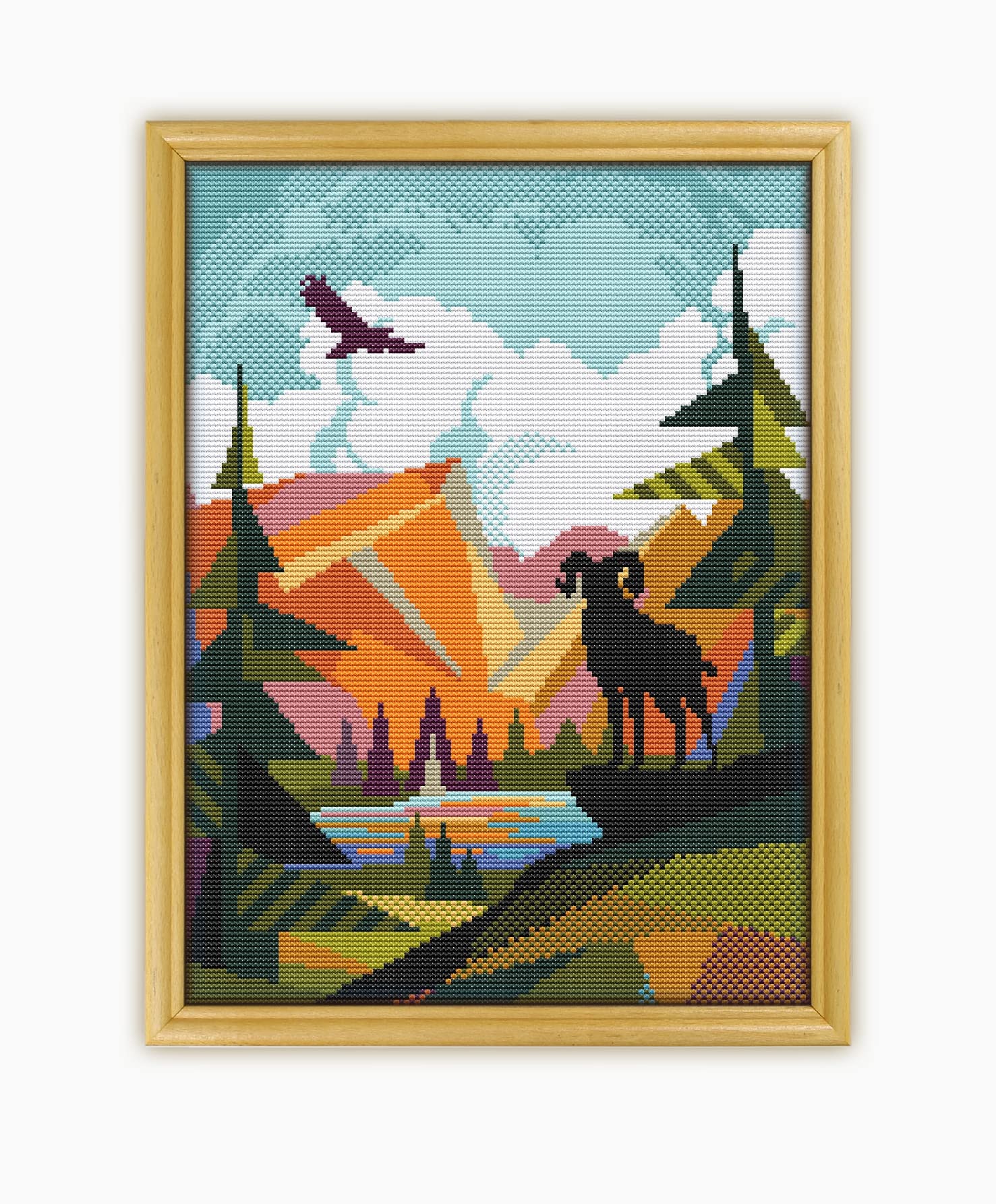 Rocky Mountain National Park CS422-2 - Counted Cross Stitch KIT#2 Prime. Set of Threads, Needles, AIDA Fabric, Needle Threader, Embroidery Clippers and Printed Color Pattern Inside.