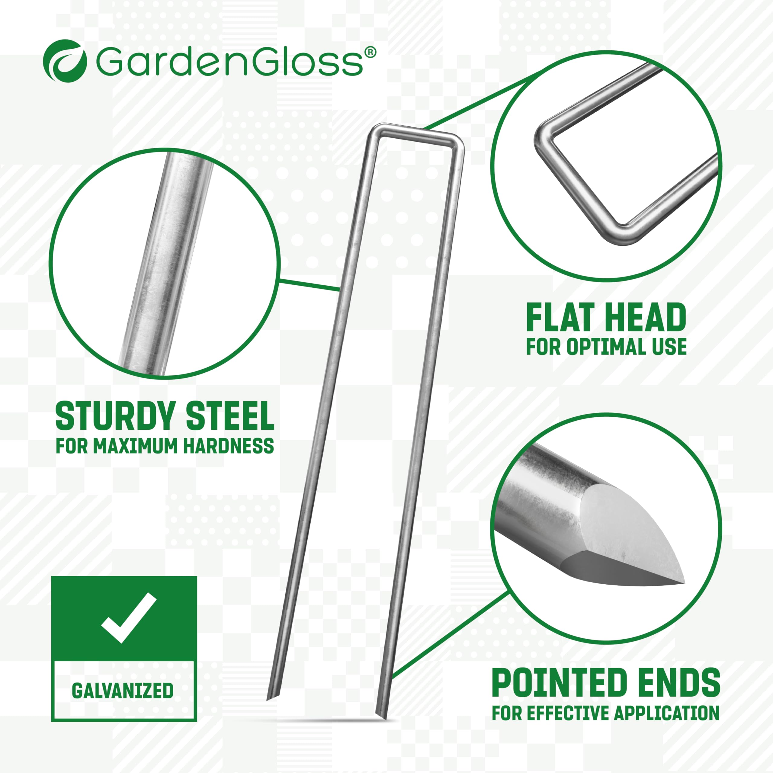 GardenGloss Kotwy Stalowe (250 szt.) - 200 x 25 mm, Ø 3,8 mm | Antykorozyjne - Do Bardzo Twardego Podłoża - Stal Ø 3-8 Mm - Wyjątkowo Stabilne