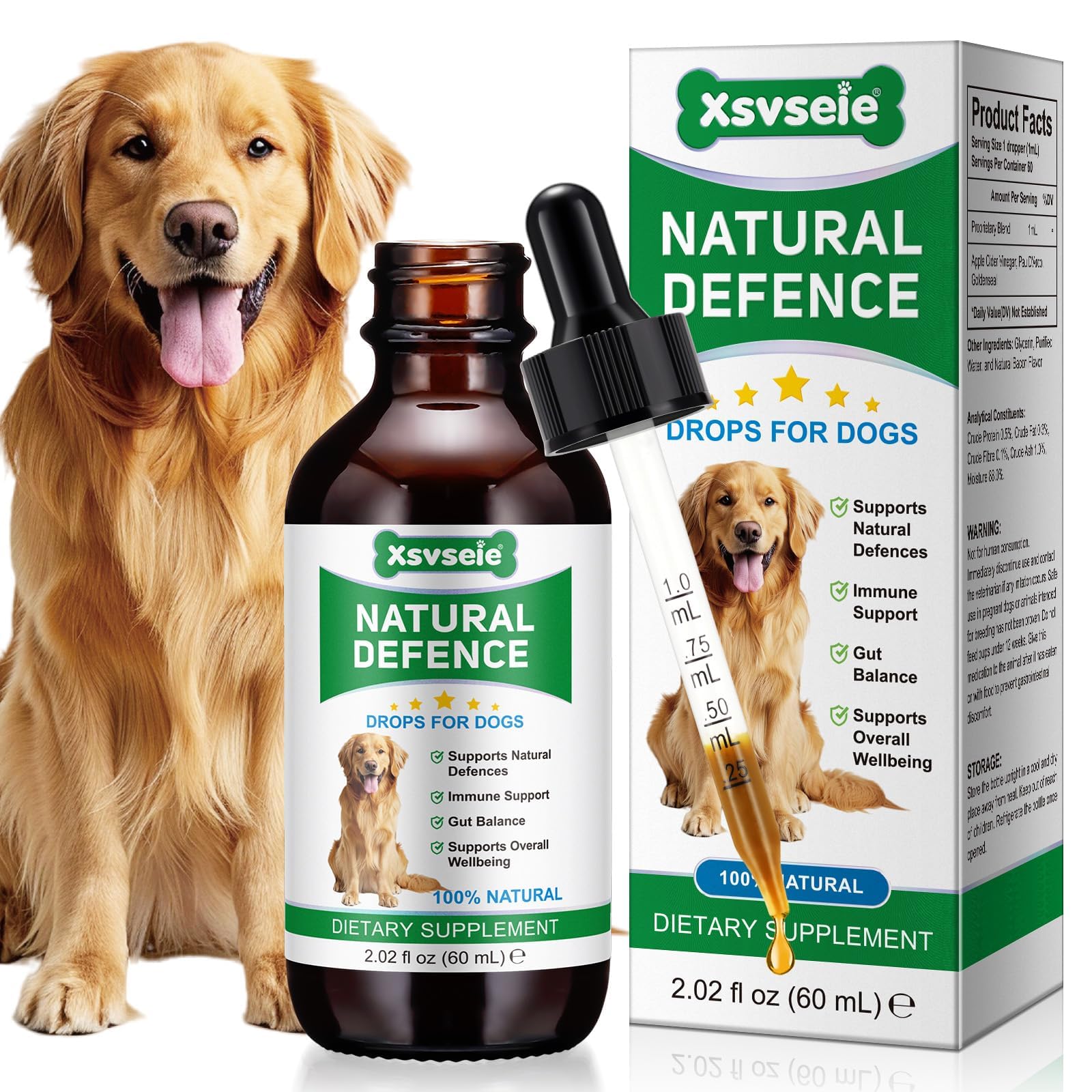 Antibiotics for Dogs, Dog Antibiotics, Natural Antibiotics for Dogs Immune Drops Help Supports Allergies, Itching, Coughs, Skin, Bacon Flavor (1 Pack)