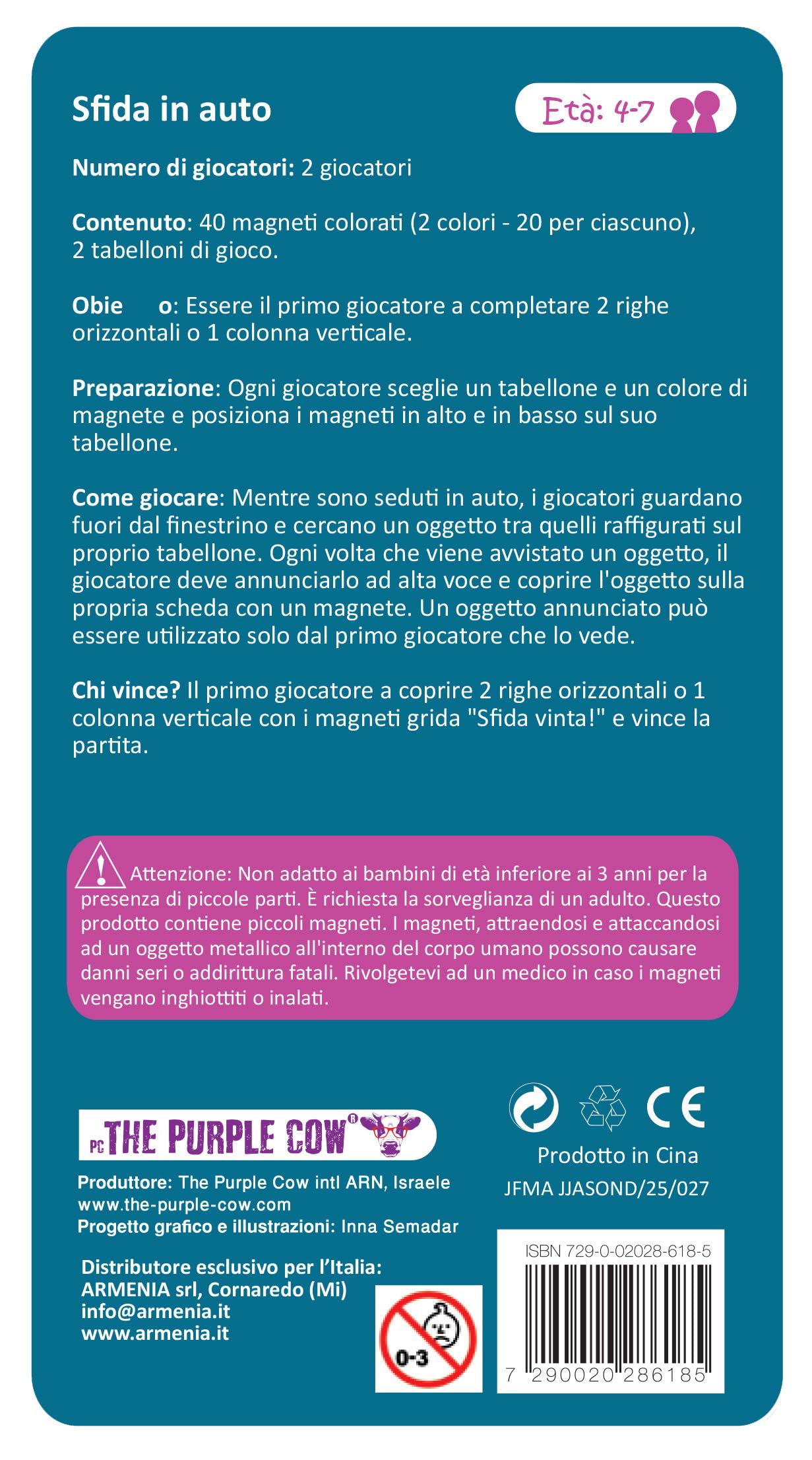 Purple Cow Sfida in auto - Gioco magnetico