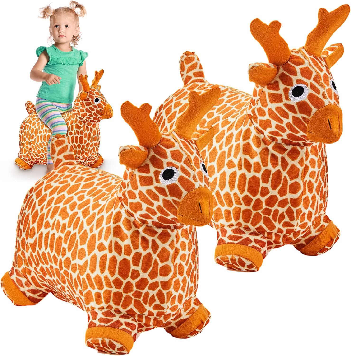 Wettarn 2 Pack Inflatable Bouncy Animal Kids Giraffe Hopper
