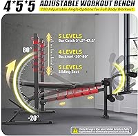 Vista 5 de OPPSDECOR 900LBS Weight Bench Set with Squat Rack Foldable Bench Press Set with Leg Extension & Leg Curl Professional Flat/Incline/Decline Workout