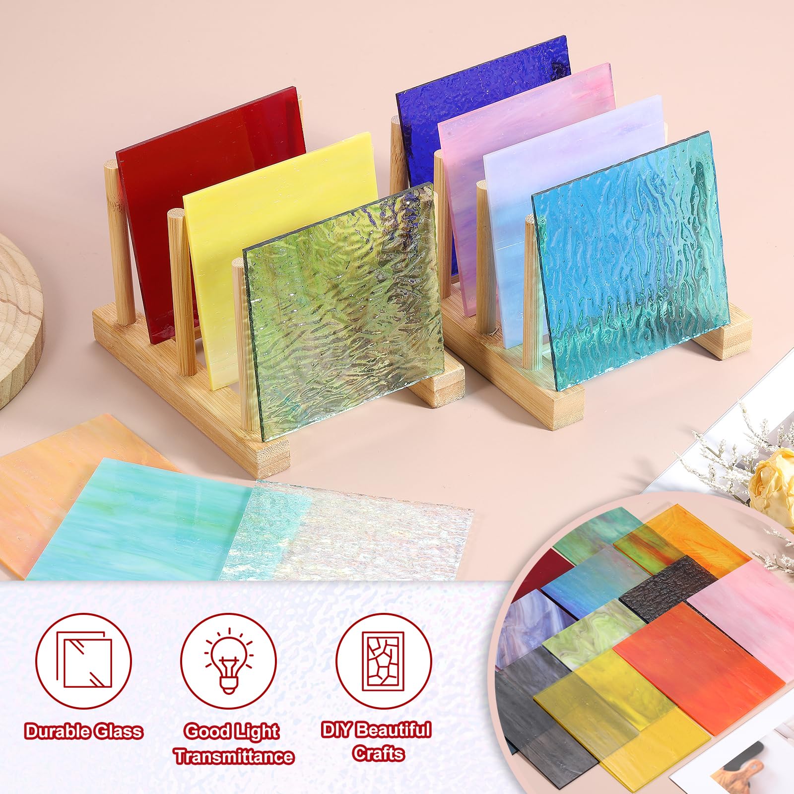 Amazon.com: PATIKIL 4 x 4 Inch Transparent Stained Glass Sheets, 2