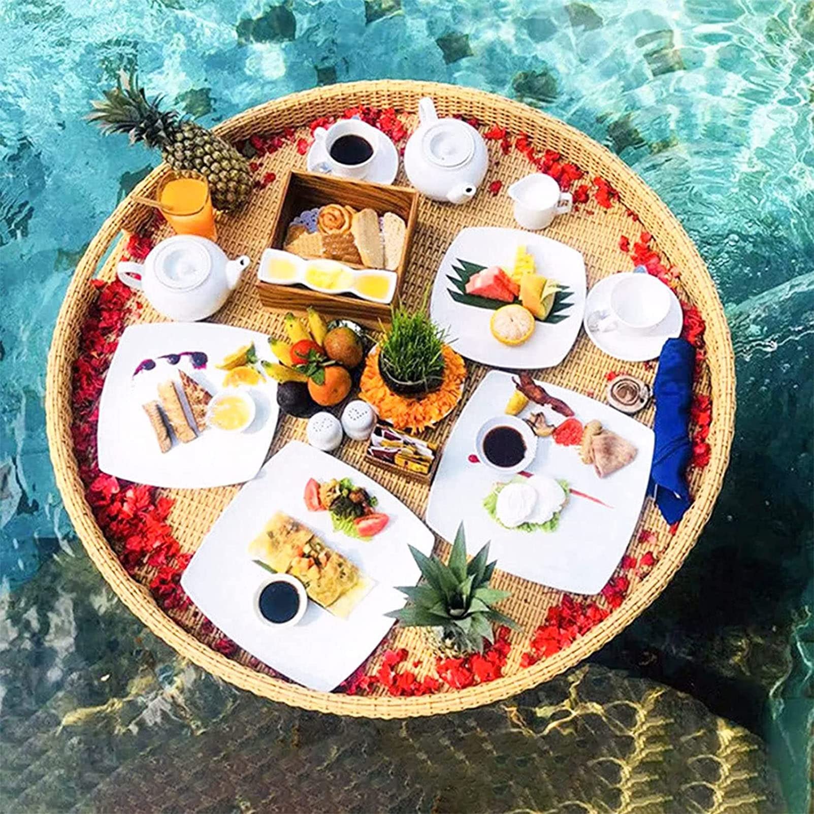 Floating Tray Luxury Floating Serving Tray Table And Bar - Swimming Pool Floats(Apricot,60CM)