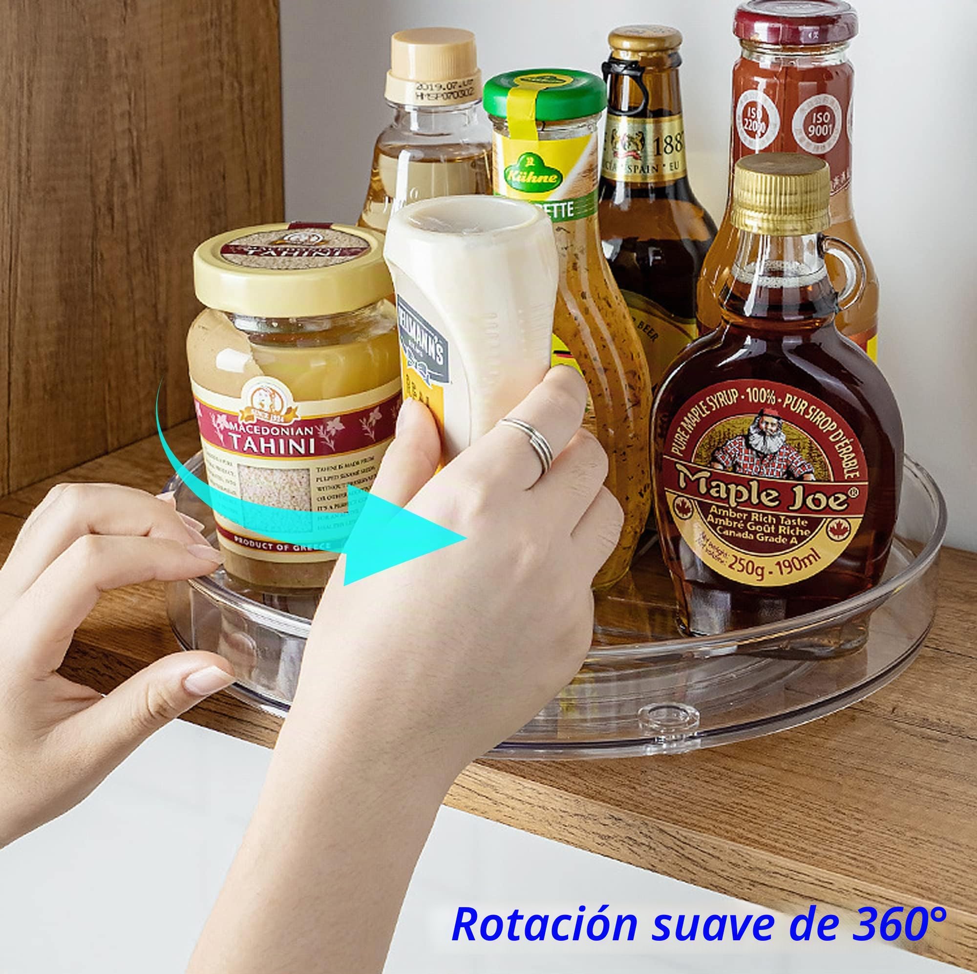 Spesh Juego de 2 Especiero Giratorio de 360°Lazy Susan Bandejas Giratoria de Cocina Organizador de Giratorio Spice Rack para Cocina Armario, Sala, Baño(27 x 4,6 cm)