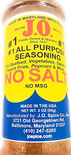 J.O. Spice Company #1 Condimento multiusos para mariscos sin sal, mariscos, aves de corral, carnes, palomitas de maíz, papas fritas