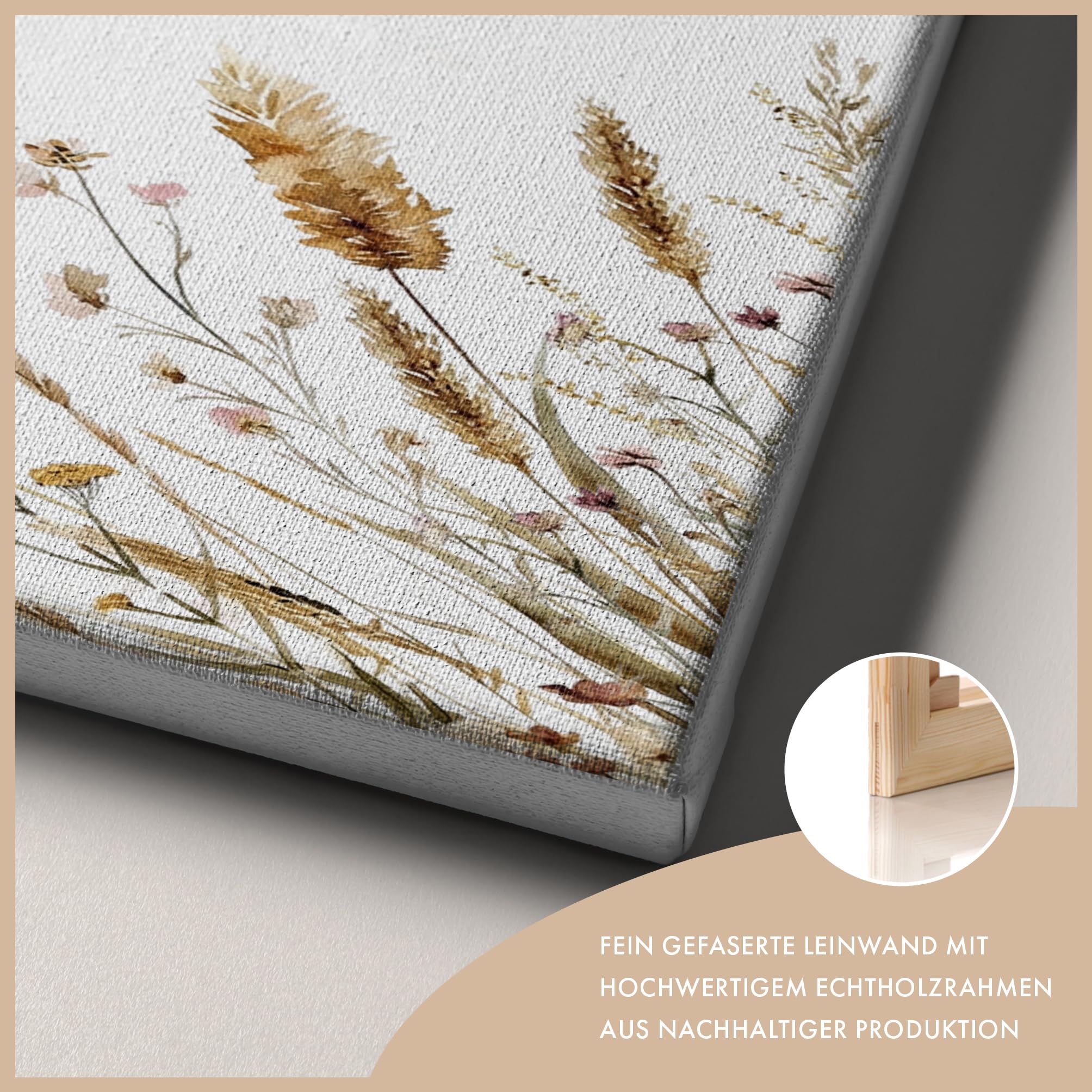 HEI Print Personalisiertes Willkommensschild Hochzeit mit Namen & Datum | Pampas Trockenblumen Boho Design | Welcome Sign Hochzeitsdeko | Schild auf Staffelei | Individuelles Brautpaar Geschenk