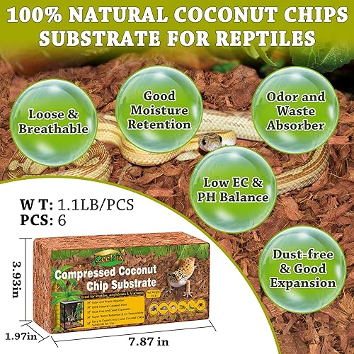Miniatura 9 de ZeeDix Sustrato de chips de fibra de coco de 10 libras para reptiles, 72 cuartos de galón de fibra de coco, sustrato de cáscara de fibra de coco,