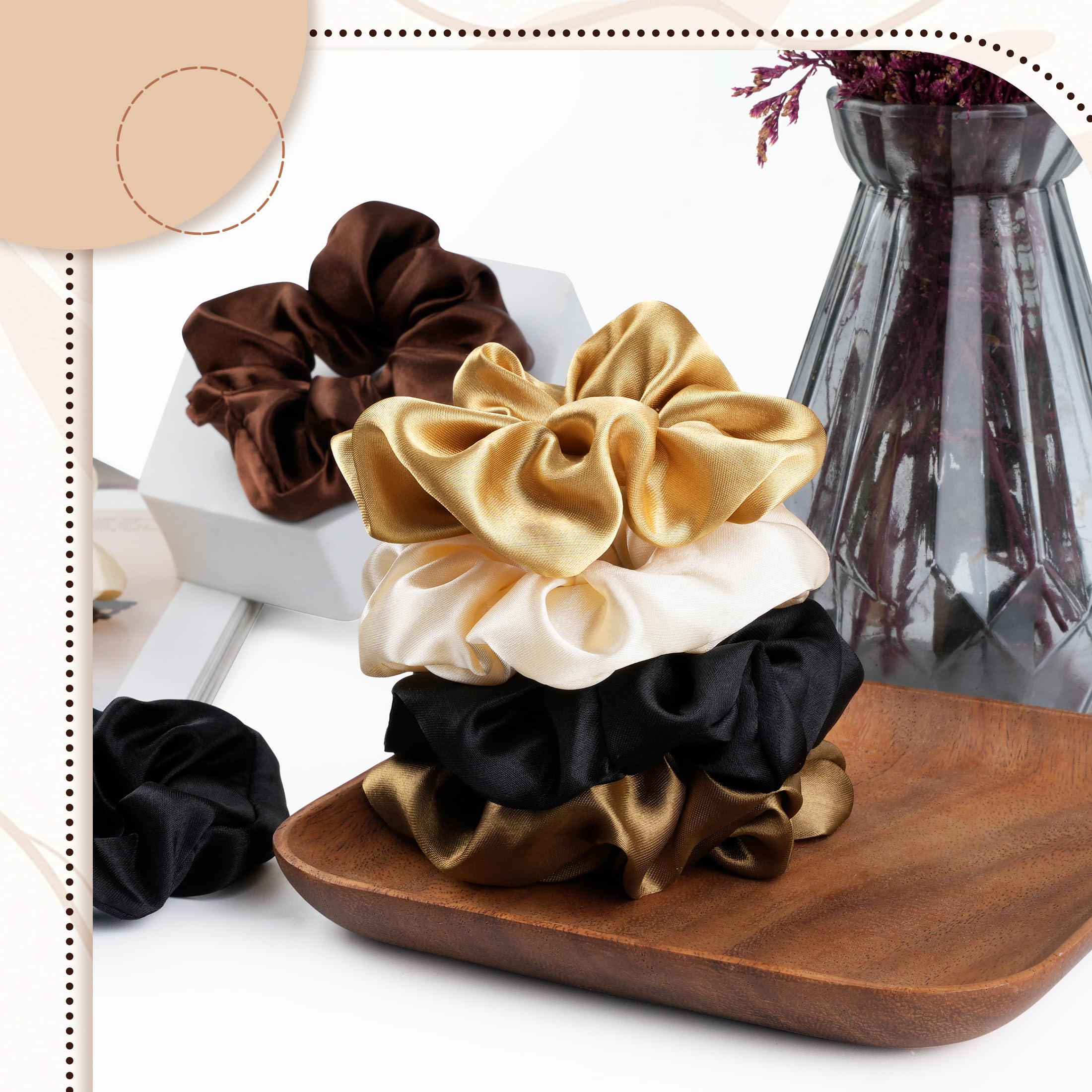 12 Piezas Coleteros Pelo Mujer, Coletero Seda de Satén para Mujeres y Niñas, Scrunchies Gasa Elásticos para Cabello Rizado y Liso, Gomas de Pelo Suave y Durables (6 colores, 9 cm)
