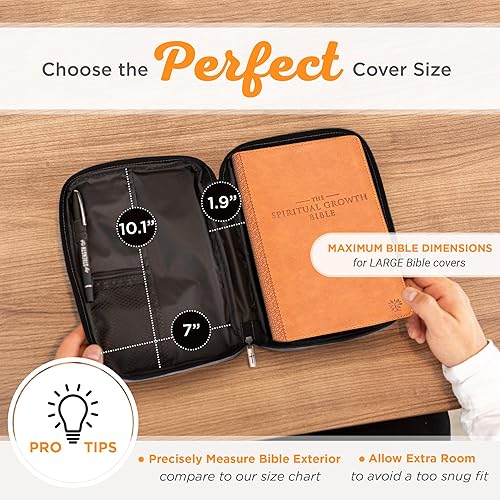 Miniatura 196 de Funda de lona para hombres y mujeres con cremallera para Biblia o libro con asa. Azul marino/Be Still