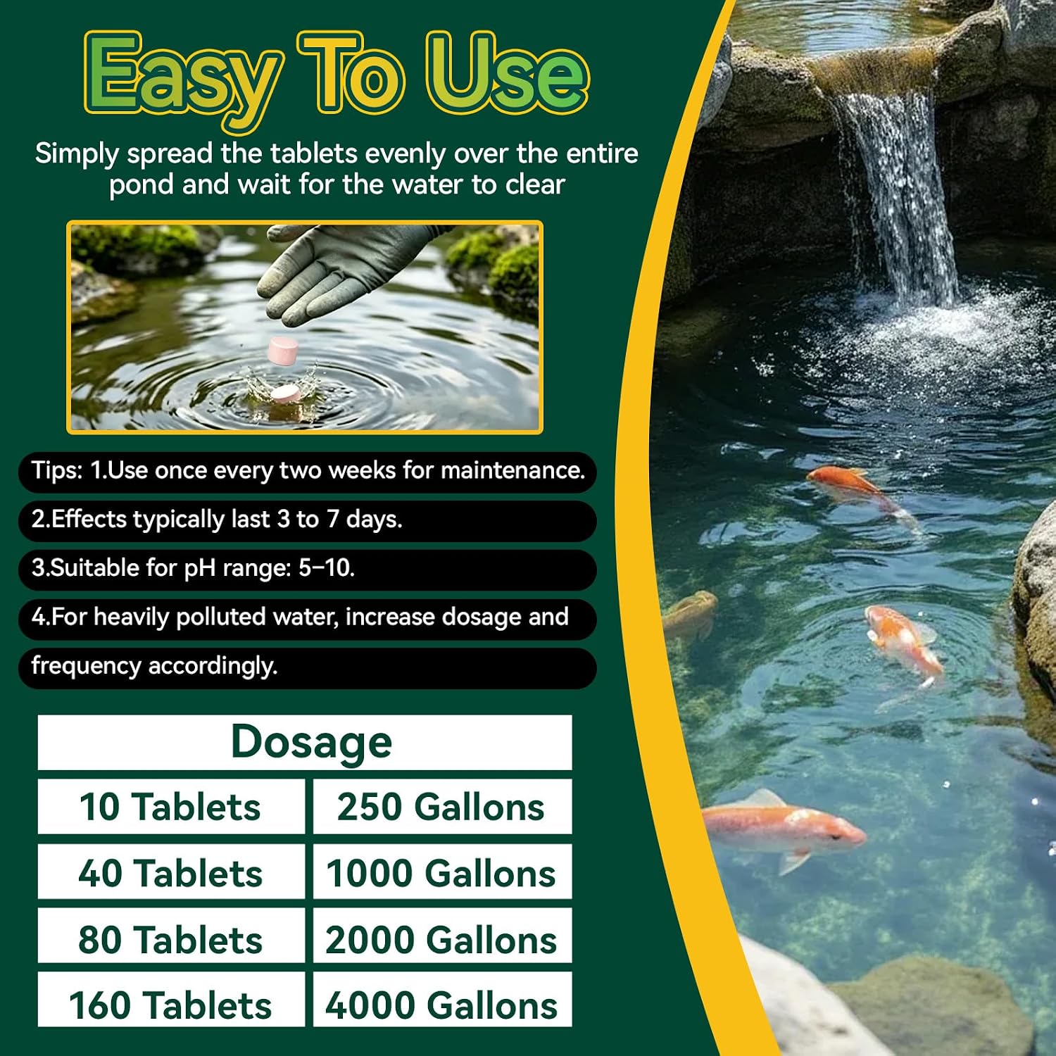Muck Reducer – Professional for Fish Ponds, Fountains, Bird Baths and Water Gardens, Easy, Gentle and Highly Effective, 500 Tablets