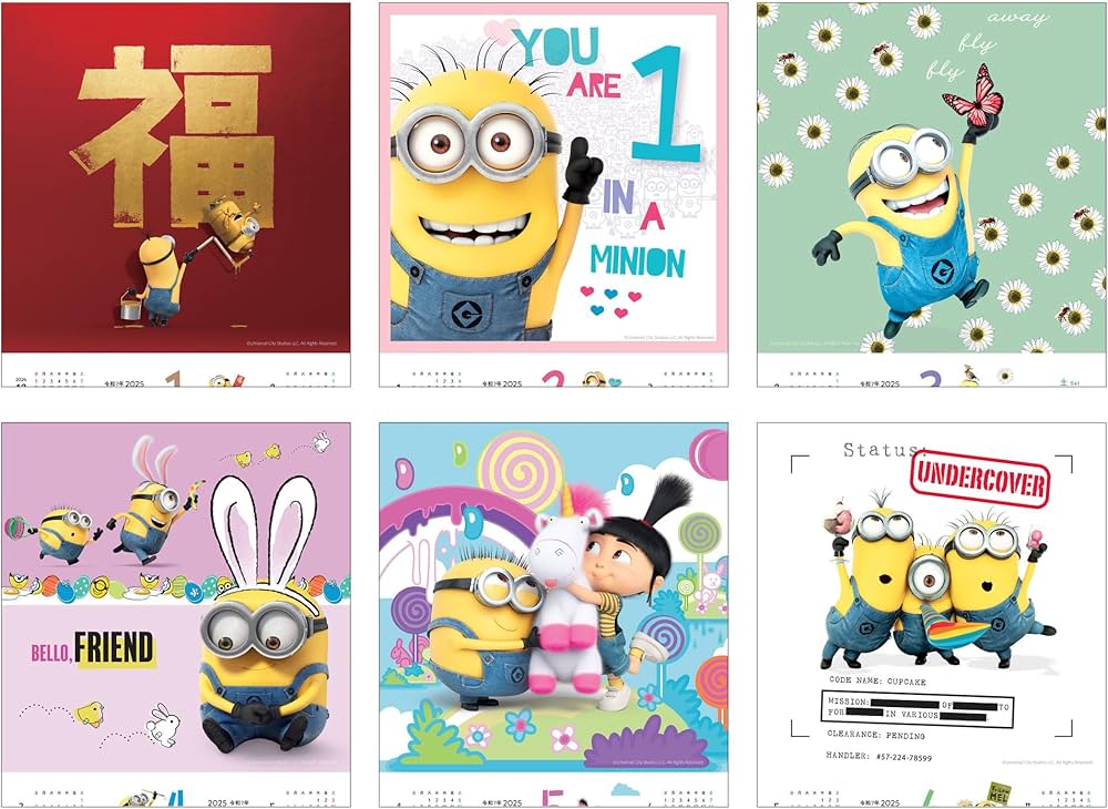 カレンダー2025 ましかくカレンダー ミニオンズ（月めくり/壁掛け