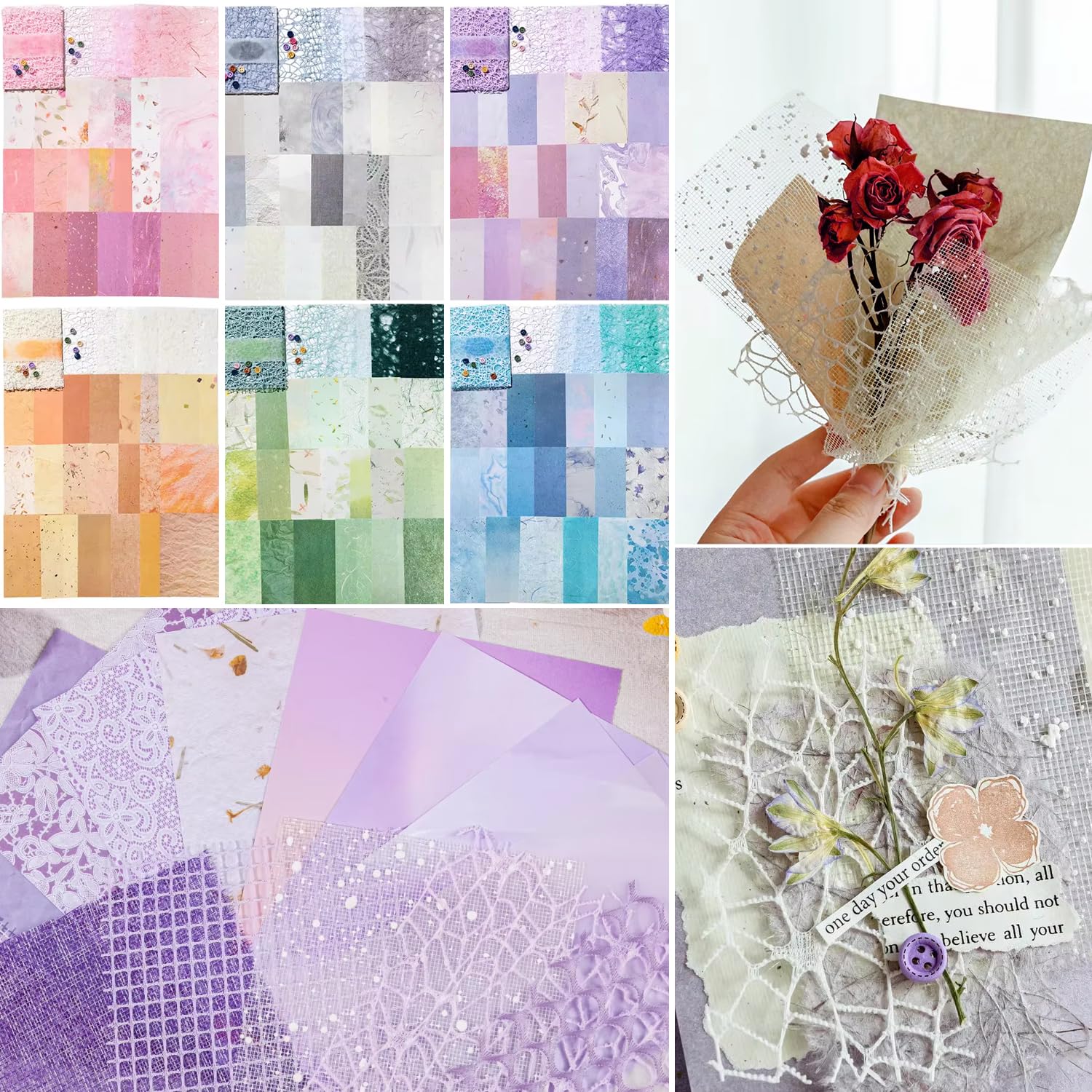 Lot De 168 Feuilles De Papier Texturé En Relief Pour Scrapbooking, Agenda, Fournitures De Collage, Cartes, Embellissement