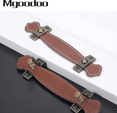 Miniatura 8 de Mgoodoo Tiradores de cuero para cajones, 5 pomos de gabinete de 3-78 pulgadas, manijas de cuero suave compañero de mano, antioxidante, reemplazo