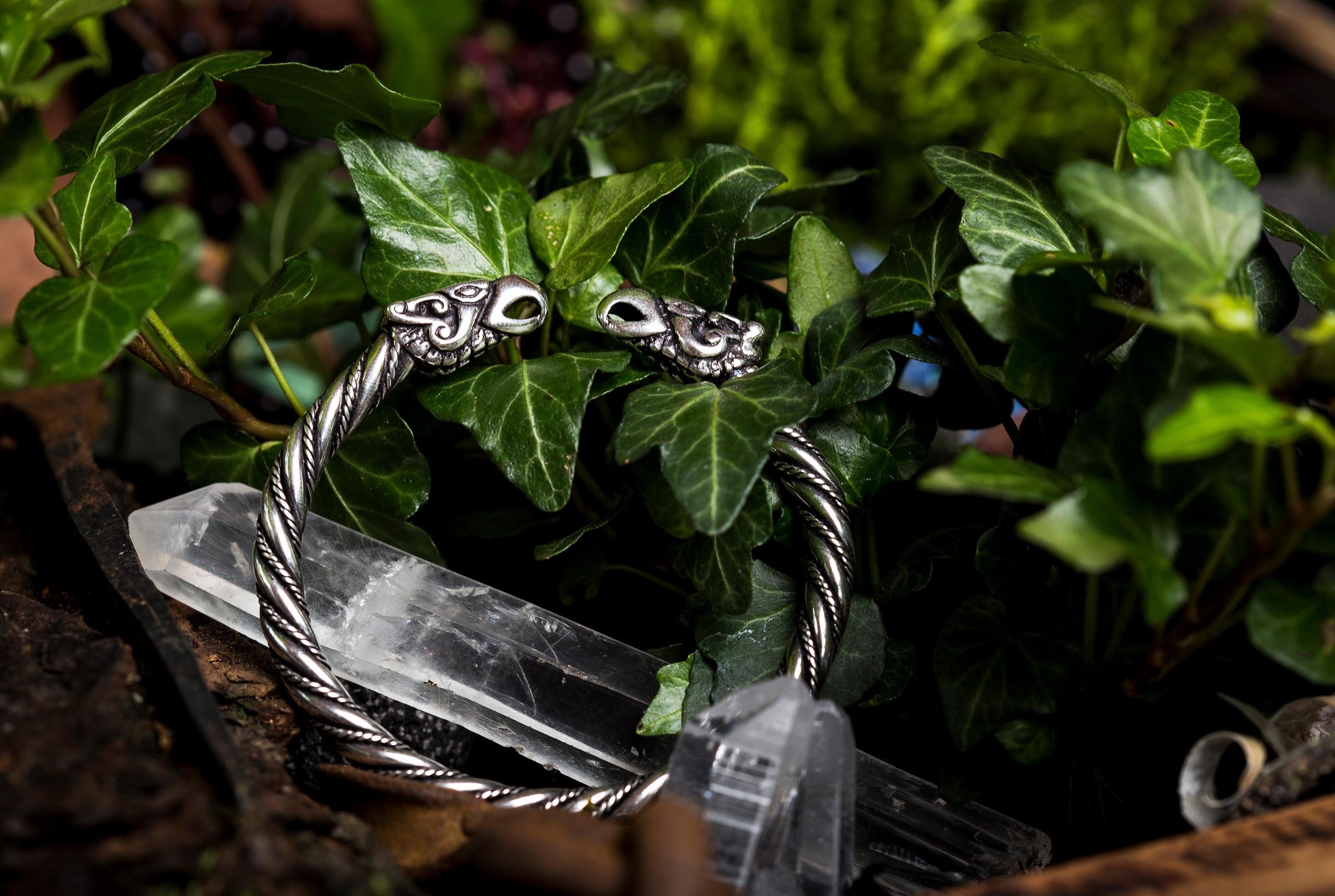 Windalf Wikinger Armreif ODINS RABEN Ø 5.6 cm Odin-Schmuck Hugin & Munin Armschmuck Handarbeit 925 Sterlingsilber