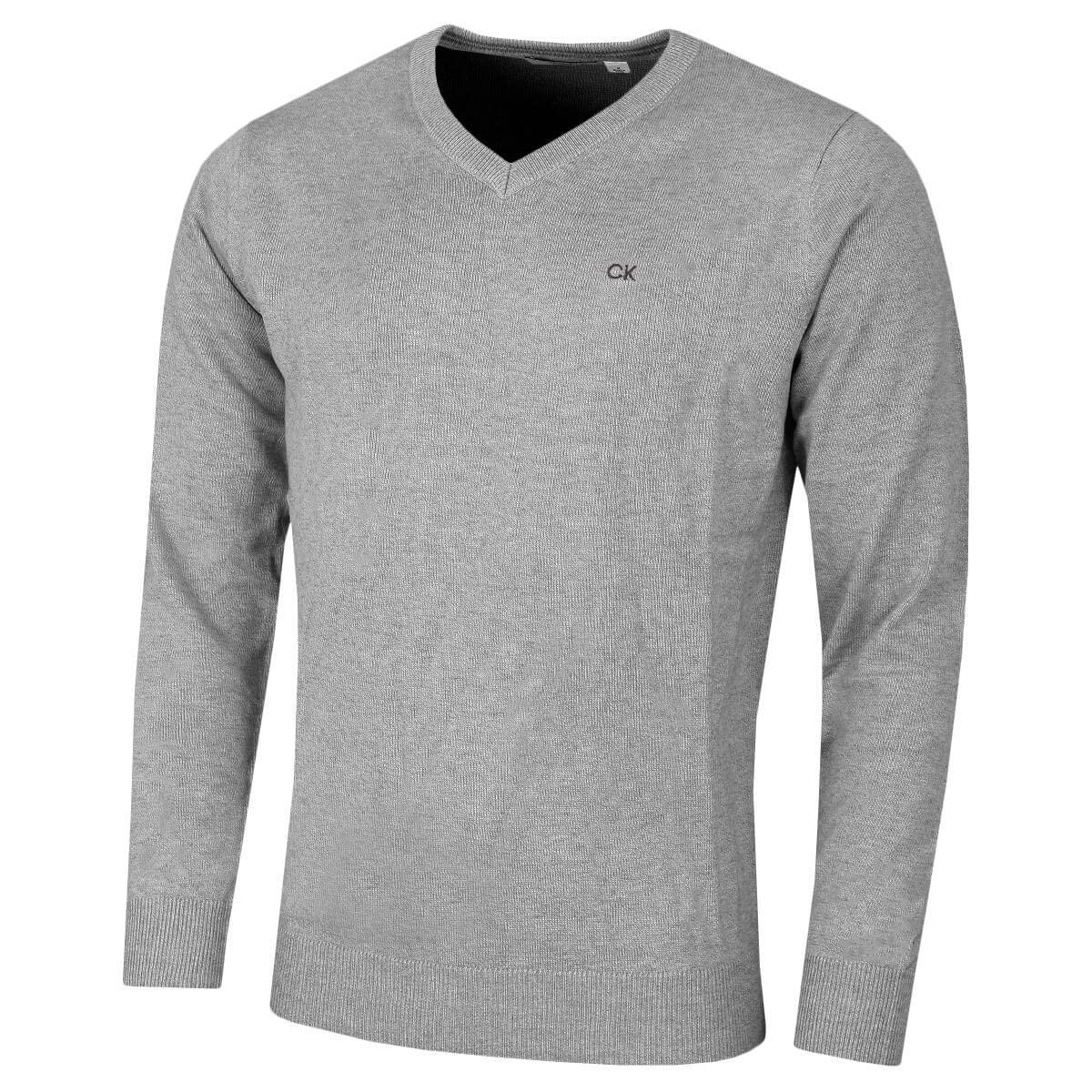 Calvin Klein Men's Grey Marl V-Neck Sweater - Xxxl