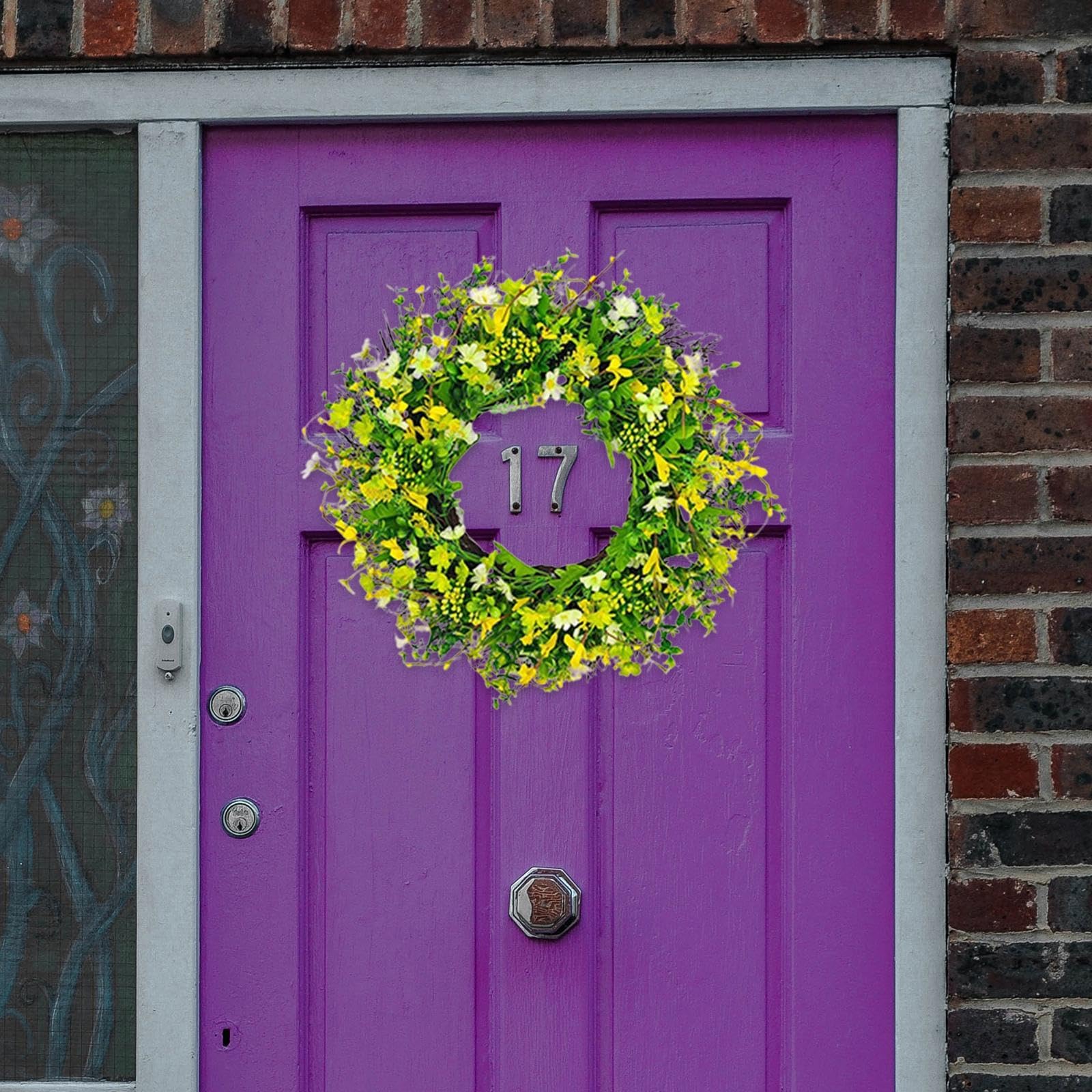 Fenteer Ghirlanda di Appesa alla Moda Semplice Ghirlanda Artificiale per Porta D'ingresso Ghirlanda Primaverile Estiva per Portico, Patio, Pare, 40 cm