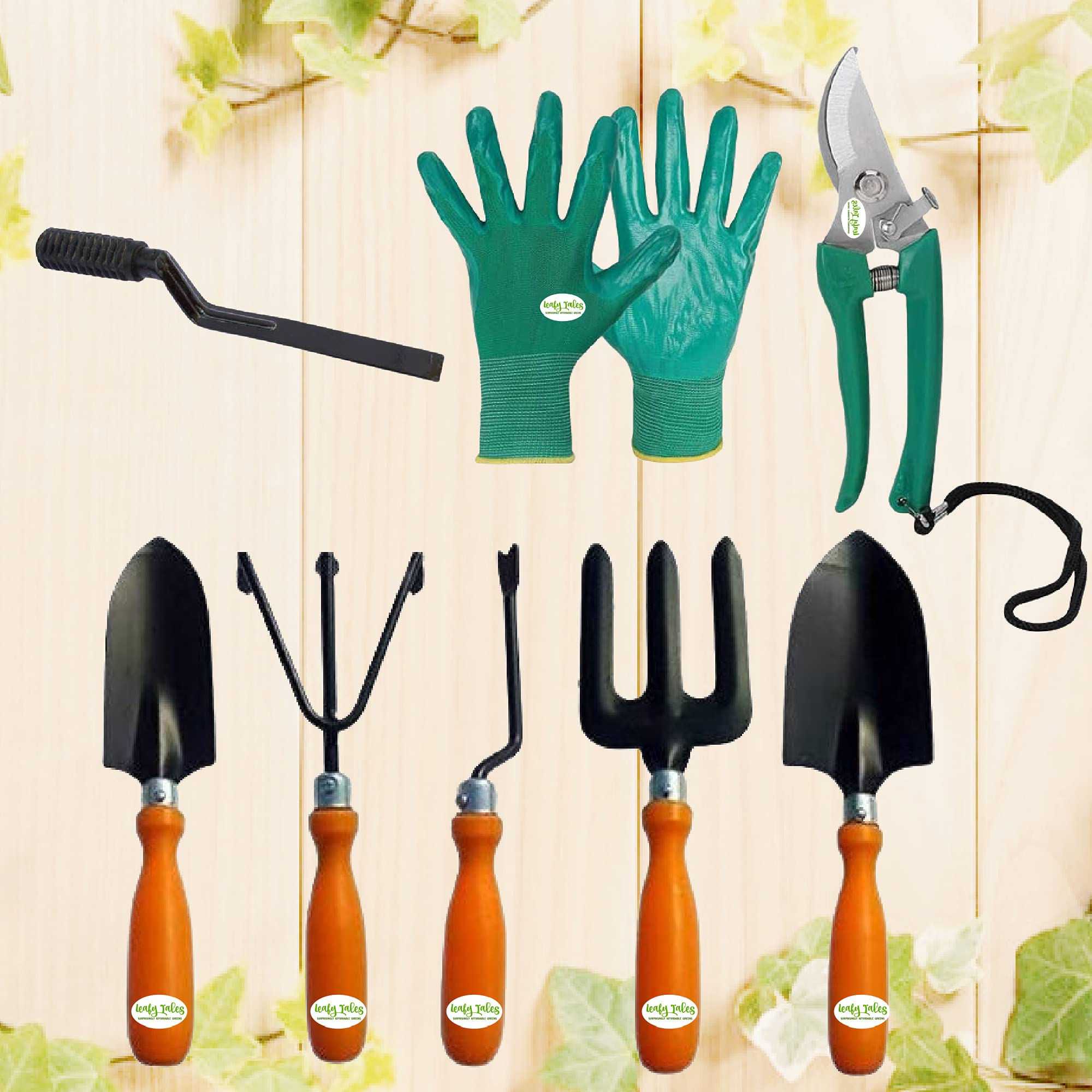 Leafy Tales Gardening Tool Kit Set of 8 (6 Tools + Pruner Scissors + Gloves) (B09GLV52RJ) Amazon Price History, Amazon Price Tracker