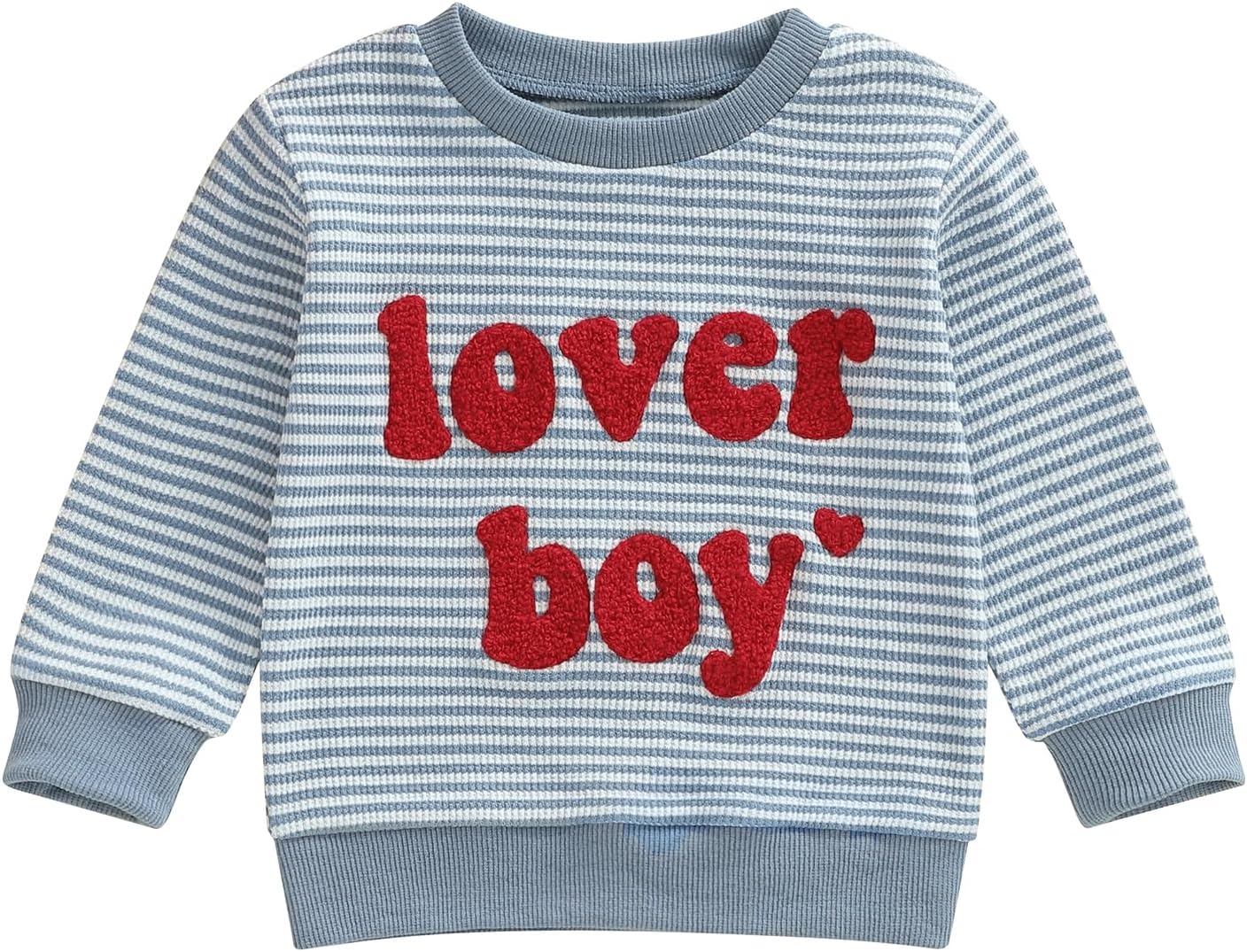Toddler Baby Boy Valentines Day Outfit Lover Boy Embroidery Crewneck Sweatshirt Long Sleeve Pullovers Shirts Top
