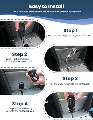 Miniatura 5 de Pomo de palanca de cambios de automóvil, palanca de cambios de fibra de carbono, perilla universal de fibra de carbono, perilla de palanca de