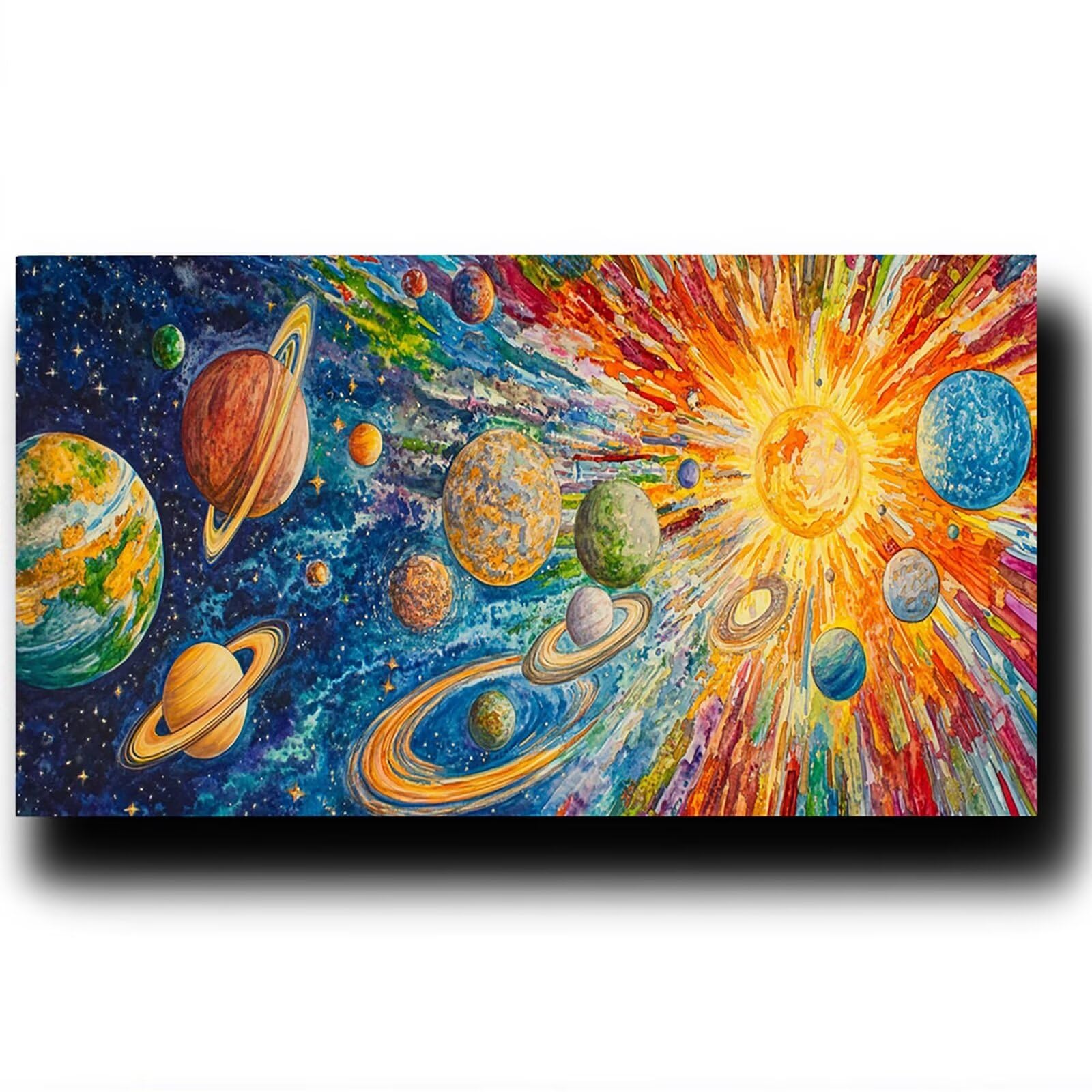 Pintar por Numeros Adultos Galaxia, Pintar por Numeros Niños Kit Manualidades Adultos Sistema solar Cuadros para Pintar por Numeros Pintura Acrílico, Cuadros Decoracion Salon Modernos 80X160cm 7w-W-8