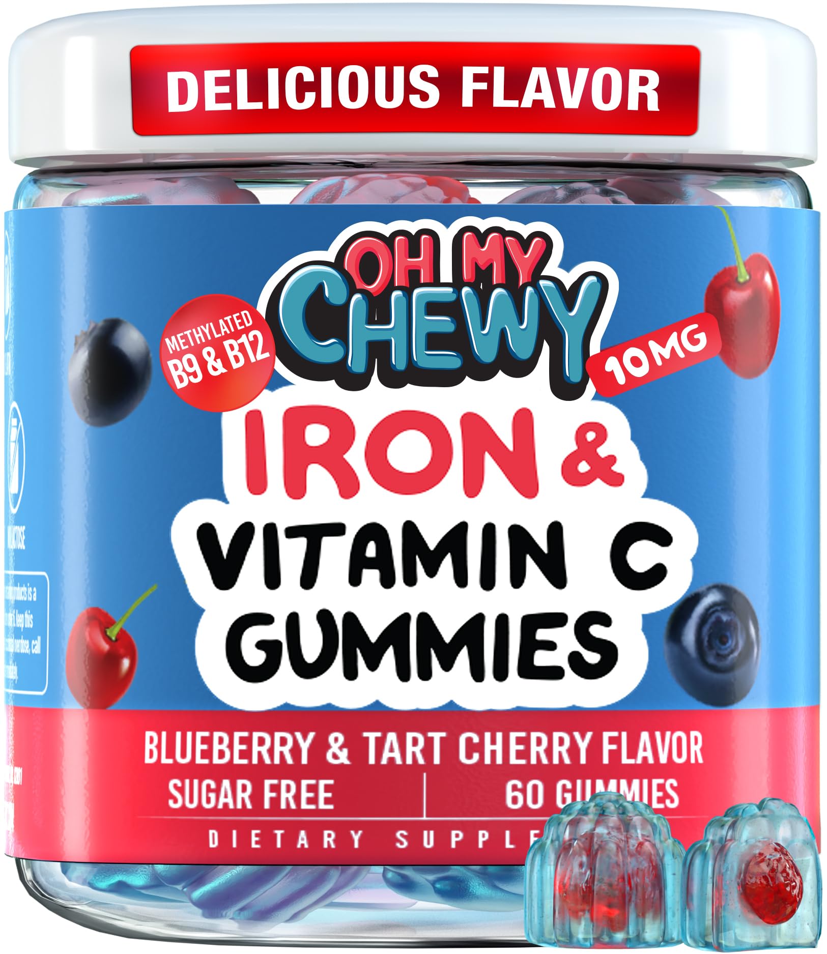Center-Filled Iron Gummies for Kids with 5-MTHF - Sugar-Free and Vitamin C