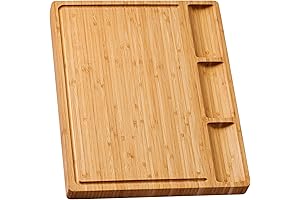 Bamboo Butcher Block Cutting Board with Built-in Compartments