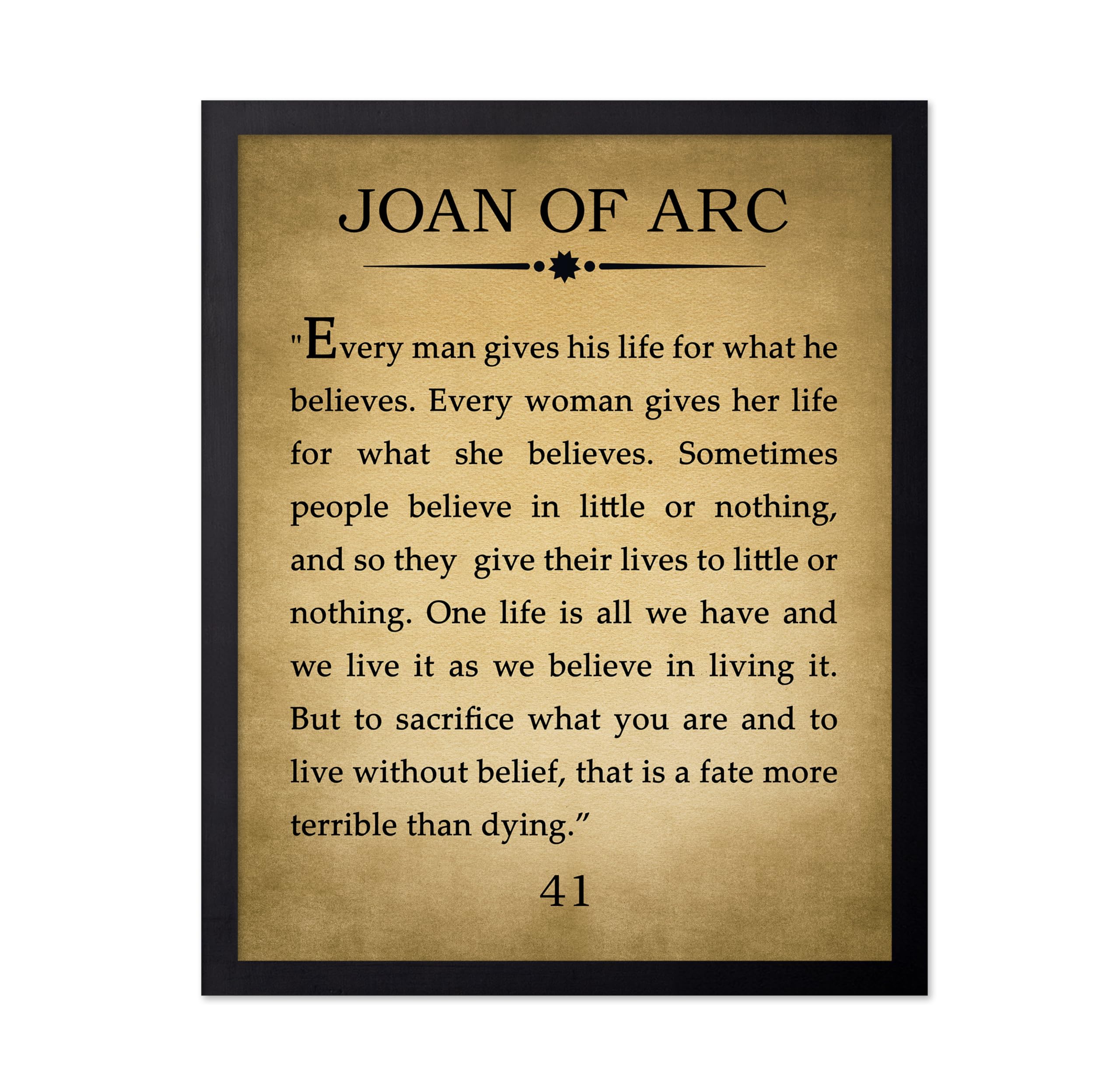 Poster Master Joan of Arc Poster - Every Man Gives His Life Print - Motivational Quote Art -