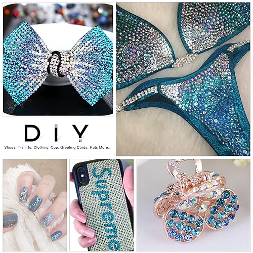 Miniatura 8 de 3792 diamantes de imitación con parte trasera plana para manualidades, piedras preciosas de cristal para uñas, diamantes de imitación brillantes con