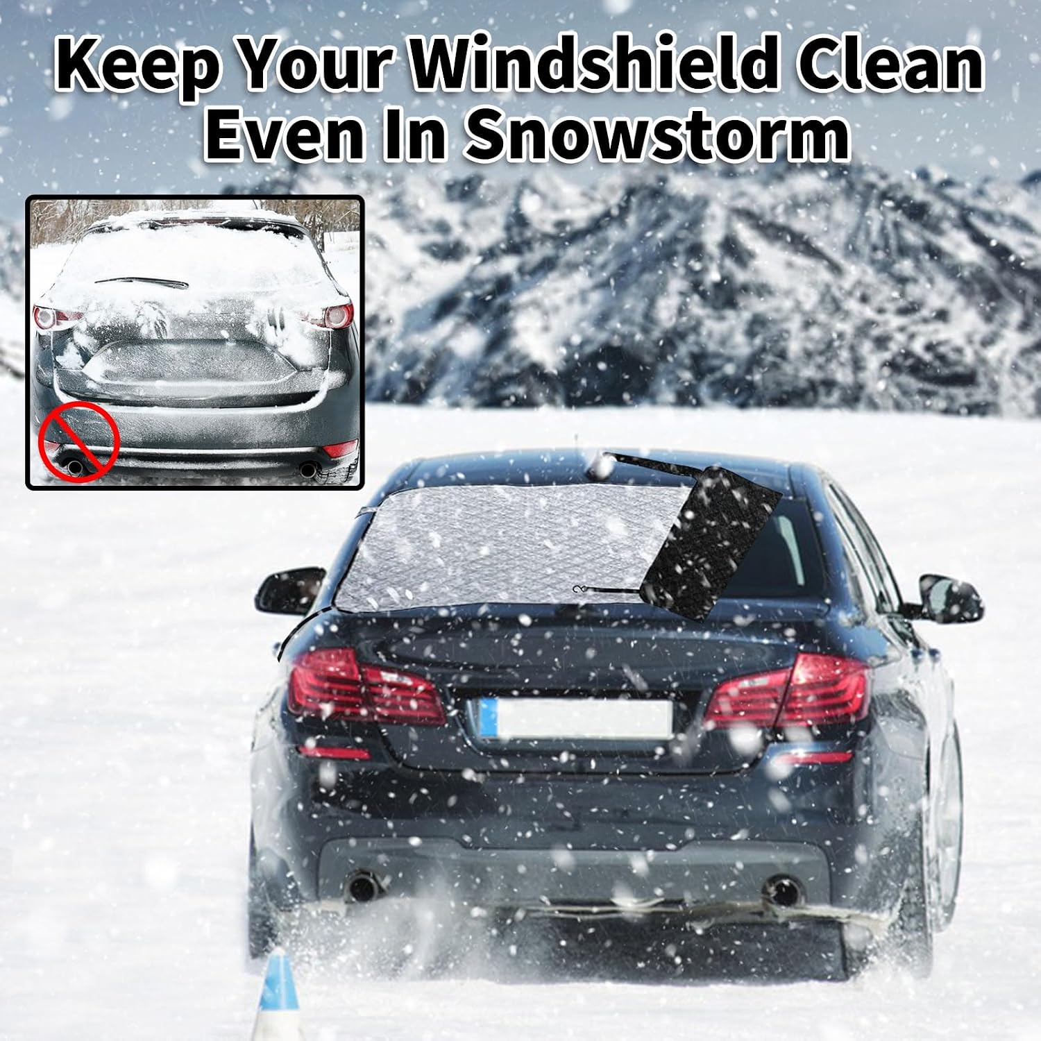 AYAMAYA Rear Windshield Frost Cover Guard - Magnetic Car Back Window Cover Protector for Ice and Snow with 4-Layer All Weather Protection for Cars, Sedans Rear Window Automotive Accessories