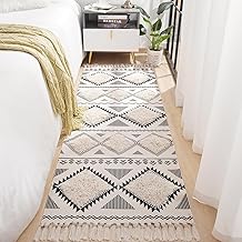 Hand Woven 100% Natural Cotton Export Quality Designer Rug,Carpet, Bed Side Runner for Bedroom,Living Room, Size-2x5 feet or 60 cms x 152 cms (Grey Diamond)