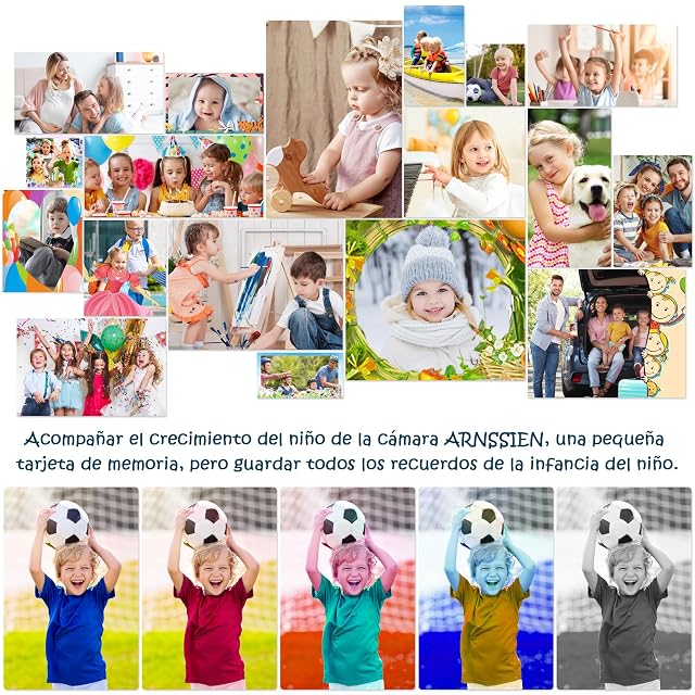Foto 6 de 7 de ARNSSIEN Cámara para Niños, Juguetes de Cámara para Niños y Niñas, 1080P HD, Fotos y Vídeos