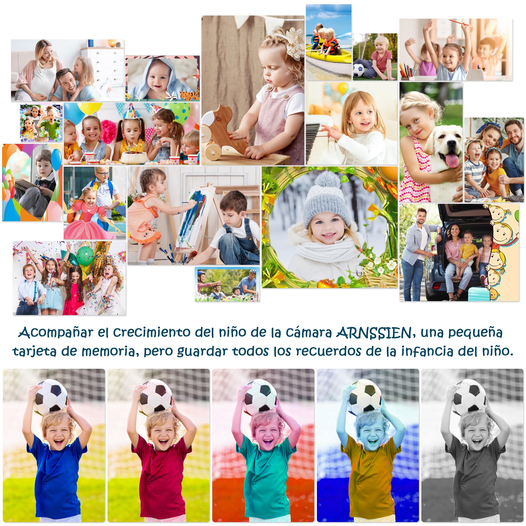 ARNSSIEN Cámara De Juguete Para Niños 3-12 Años – Selfie HD Con Doble Lente, Pantalla IPS 2.0″, 32GB, 10 Juegos Y Filtros, Regalo De Cumpleaños