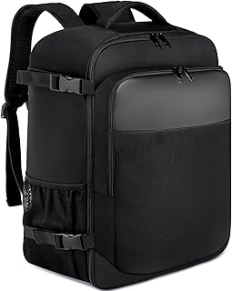 Mochila de Viaje Cabina Avion 40x20x25 para Ryanair Bolsa de Viaje Equipaje de Mano 20L Bajo el Asiento Maletas de Cabina Pequeña Hombre Mujer Mochila Portatil 14 Pulgadas con Puerto USB - Negro