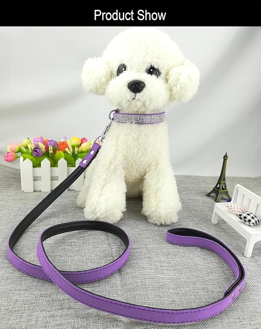 Foto 3 de 6 de Newtensina Collar de Perro Elegante con Diamante y Correas Suave Ante Bling Linda Collar de Gatito Cuello…