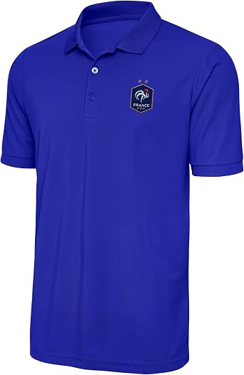 French National Team Derive Polo - Mens Performance Soccer Fan Shirt - Moisture-Wicking 100% Polyester Pique