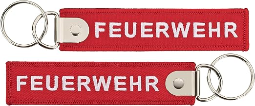 Fire Brigade Keyring Red 120 x 27 mm with Reinforced Key Ring