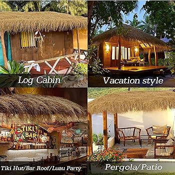 Thatch Roofing For Mexican Tiki Hut Grass - Tropical Paradise Tiki Bar Decor - Transform Your Outdoor Party With Grass Table Skirt & Wall Panels(Yellow, 40 X 16 Inch