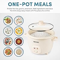 Vista 2 de AROMA CoreCoat Pot-Style Rice Cooker with One-Touch Control and Non-Stick Ceramic Coating (6 Cups Cooked, 3 Cups Uncooked)