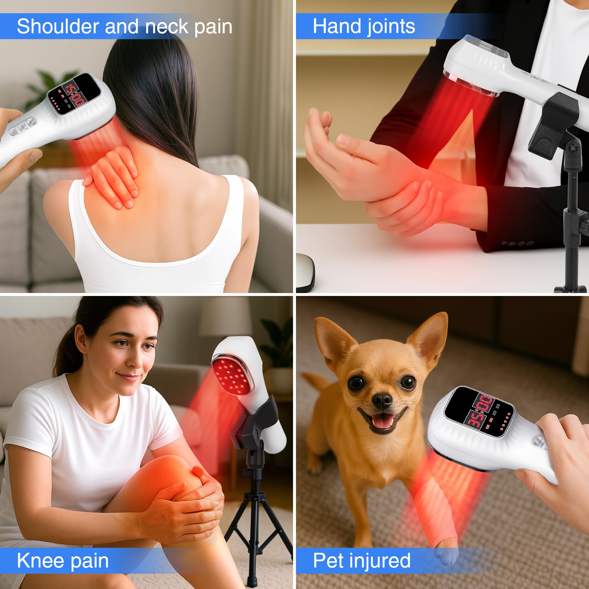 Red Light Therapy Device for Joints & Muscles Pain Relief, Infrared Light Therapy for Body (3x808nm +16X650nm), Handheld Cold Laser Therapy Device for Humans/Pets