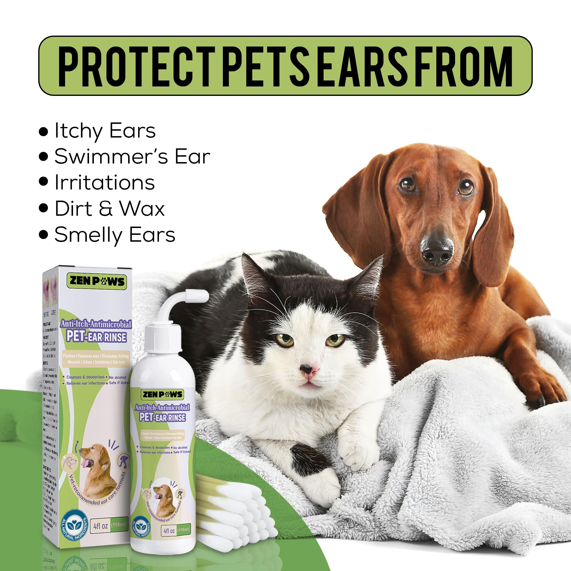 Zenpaws Dog and Cat Ear Cleaner Solution – Ear Drops - - Advanced Veterinary Recipe. Remove Wax and Build up and Relieve Itchiness - Alcohol-Free - image 4