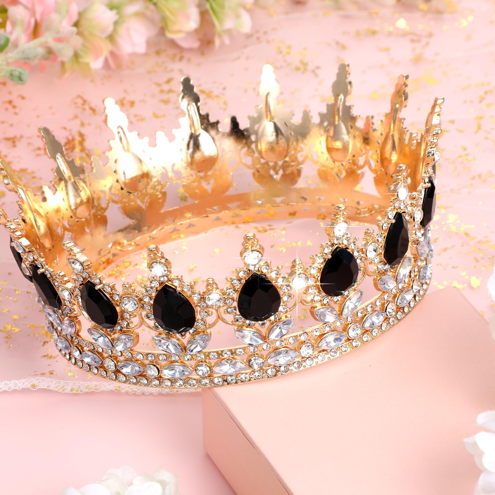 1 sztuka korona dla panny młodej, diadem księżniczki, kryształowa diadem, diadem księżniczki, kryształki stras, opaska na czoło, korona, na wesele, tiary, błyszczące diadem, ozdoba do włosów, korona