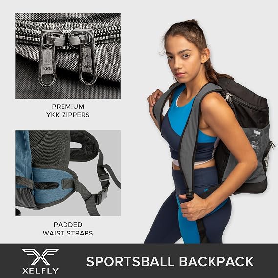 Xelfly Basketball Backpack with Ball Compartment