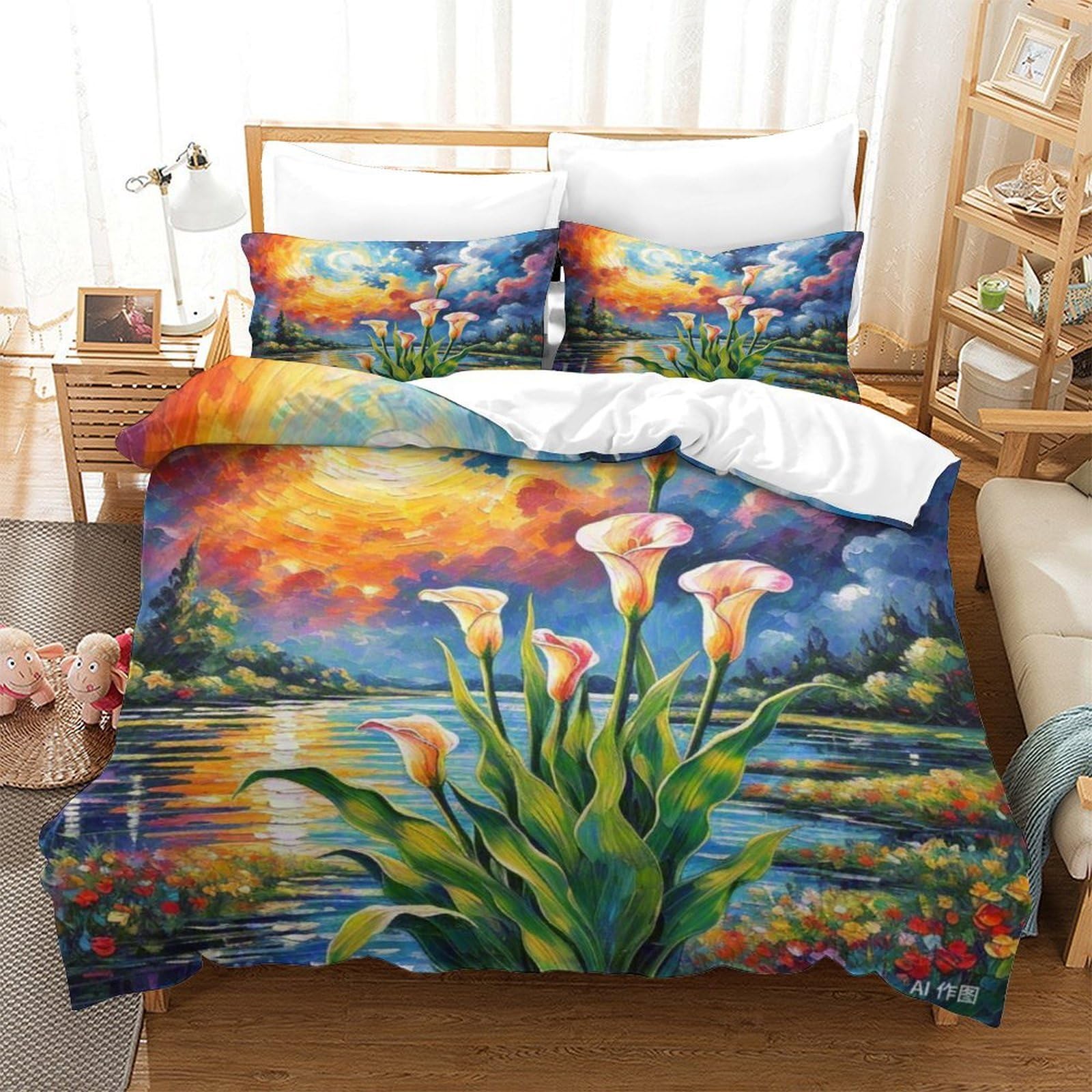 Parure de lit Calla Lily en microfibre douce pour enfants et adolescents
