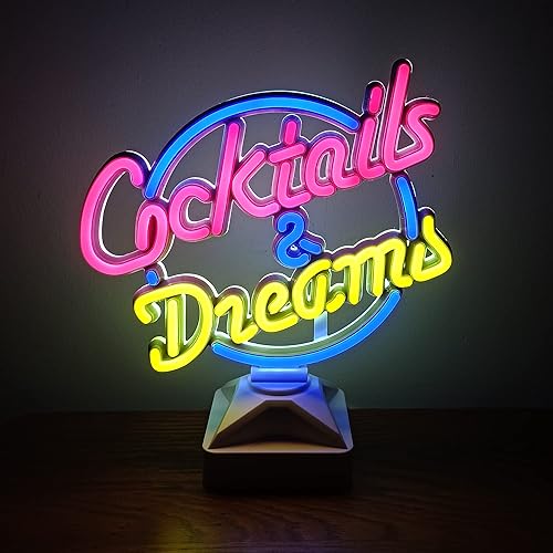 Cócteles y sueños de escritorio de neón luz nocturna luz artística para bar, club, dormitorio, hotel, pub, cafetería, boda, fiesta de cumpleaños,