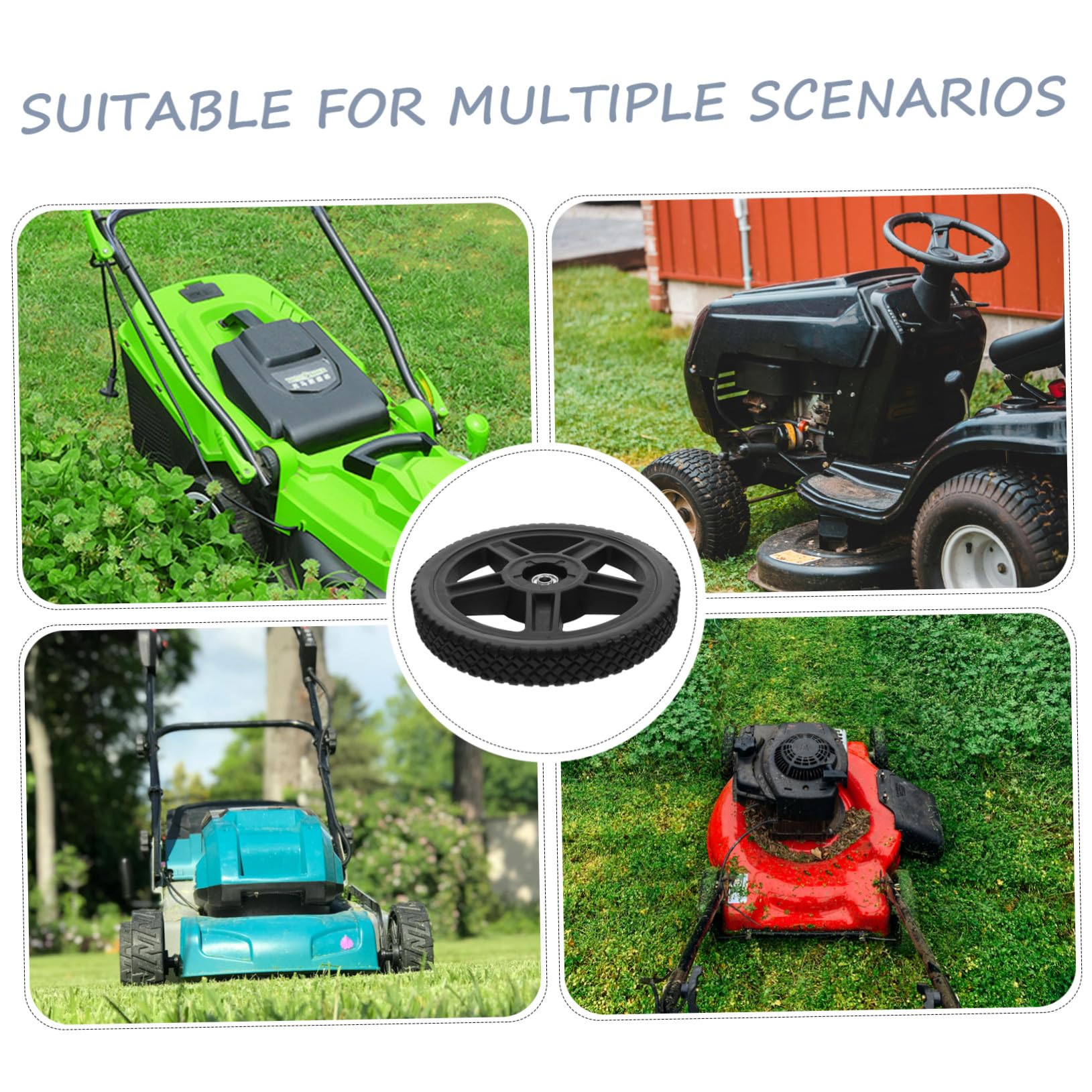 2 Piezas rueda de cortacésped ruedas de plástico para empuje de la cortacésped de polivinilo Negro