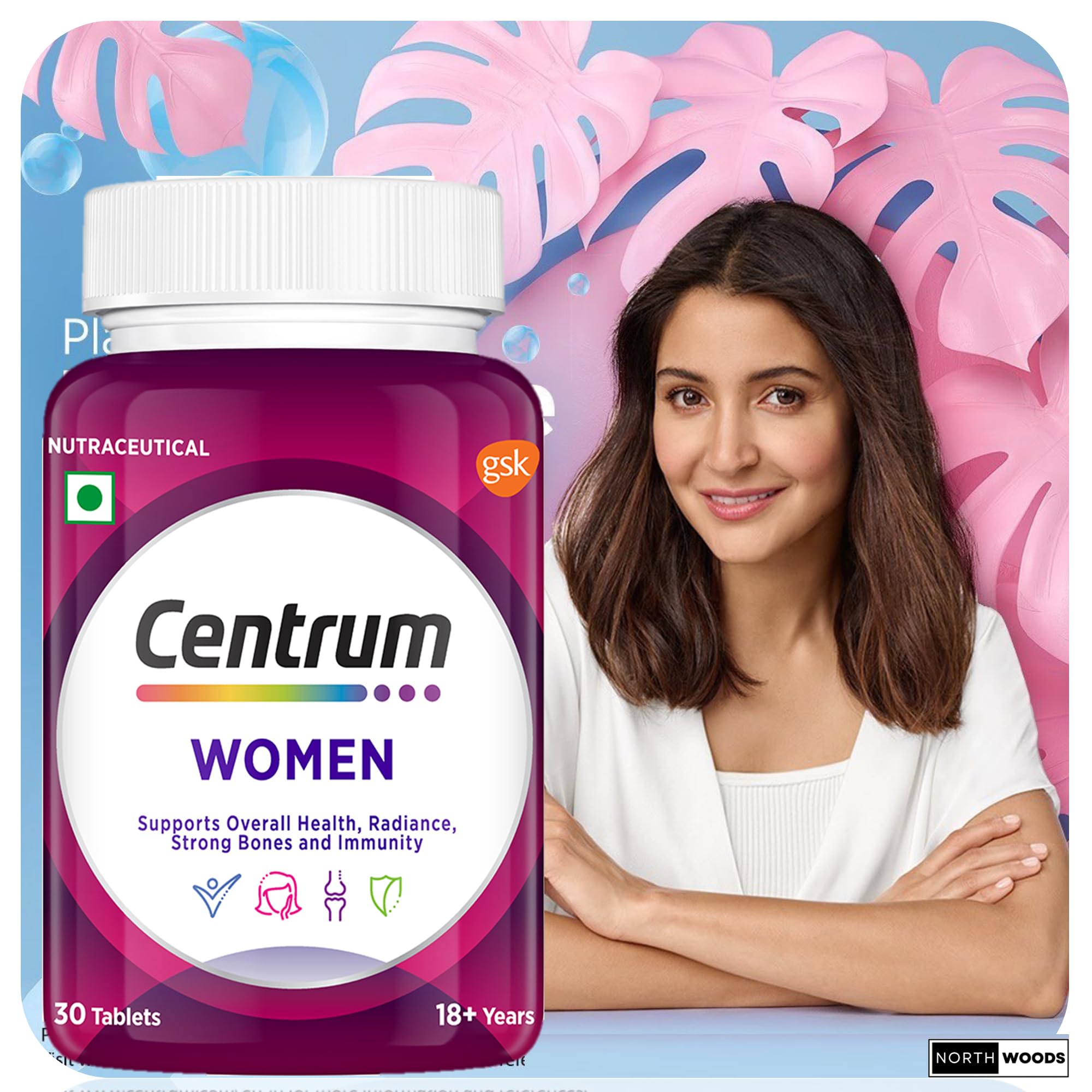 Centrum Multivitamin for women plus tablet for bones,hair,nail,skin wit Biotin,Vitamin C & 21 vital Nutrients for Overall Health 30 tablets-Northwoods (B0D3JCXCV9) Amazon Price History, Amazon Price Tracker