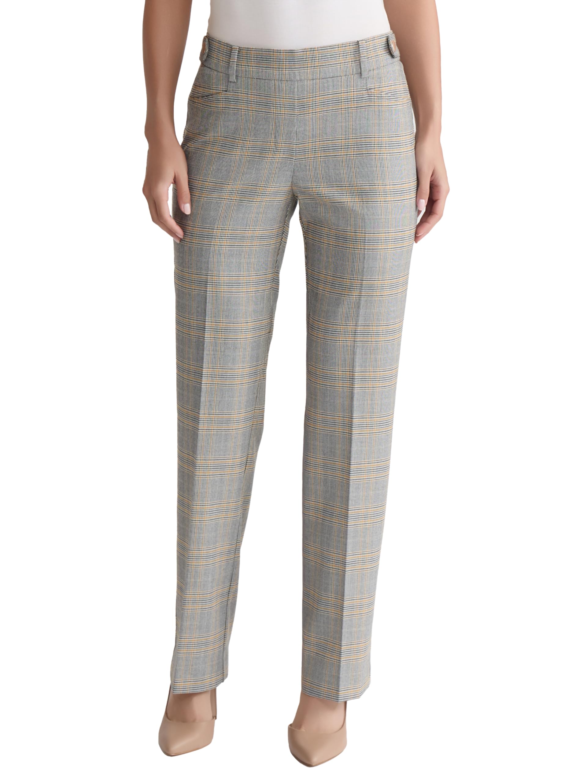 Jones New York Womens Stretch Pull-on Glen Plaid Pants