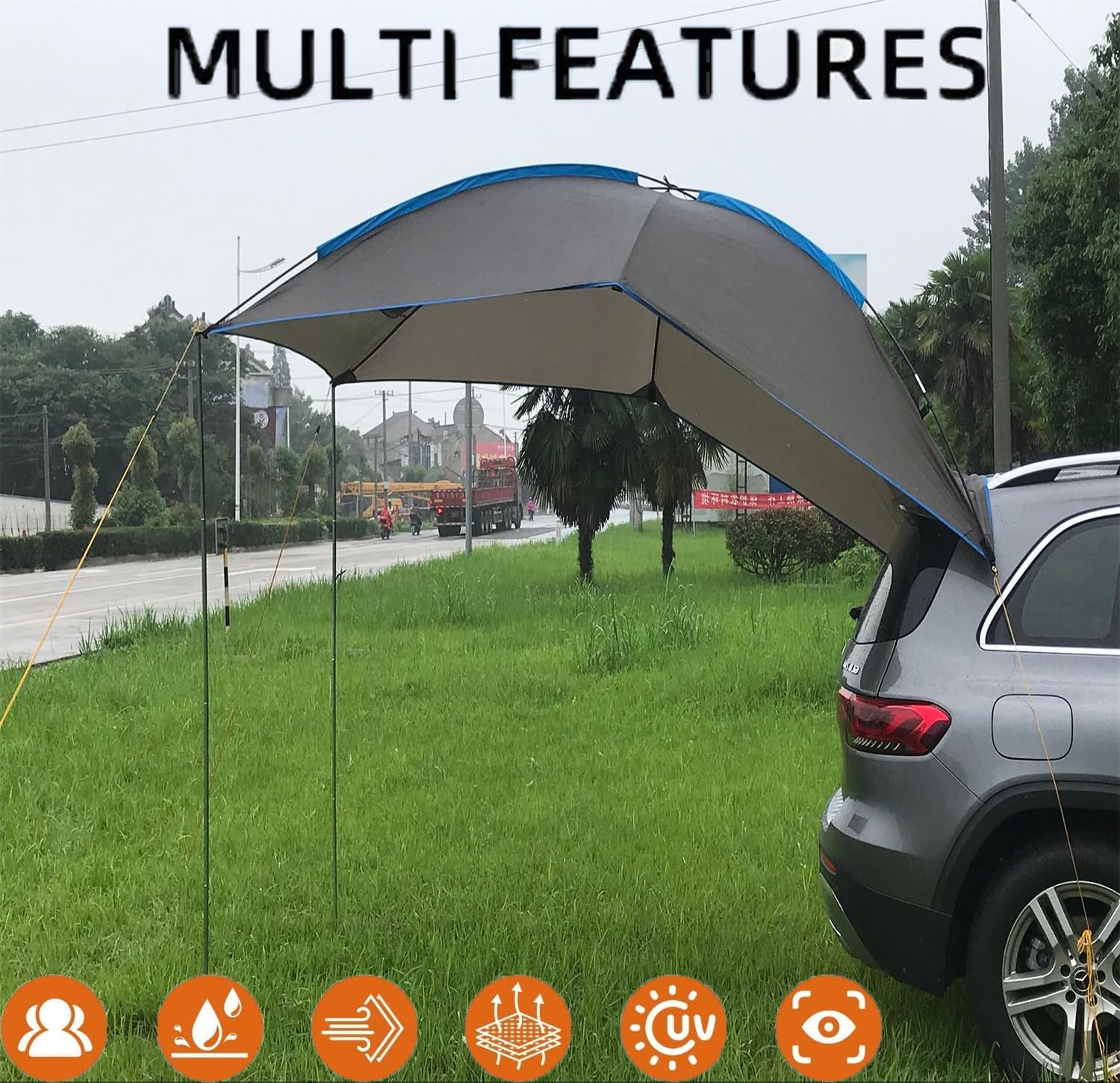 Automarkisen,Auto-Zelt-Sonnenschutz,Regenschutz, Sonnenschutz, Leichte Tragbare,für Outdoor Camping Selbstfahrer,für SUV MPV Schrägheck-Minivan